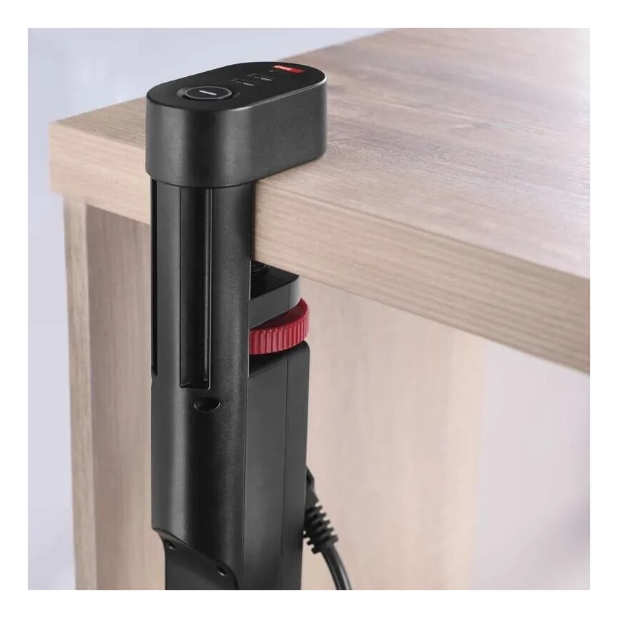 Produžni kabl sa stezaljkom za sto, 3 utičnice + 3x USB, 1,5m, crni