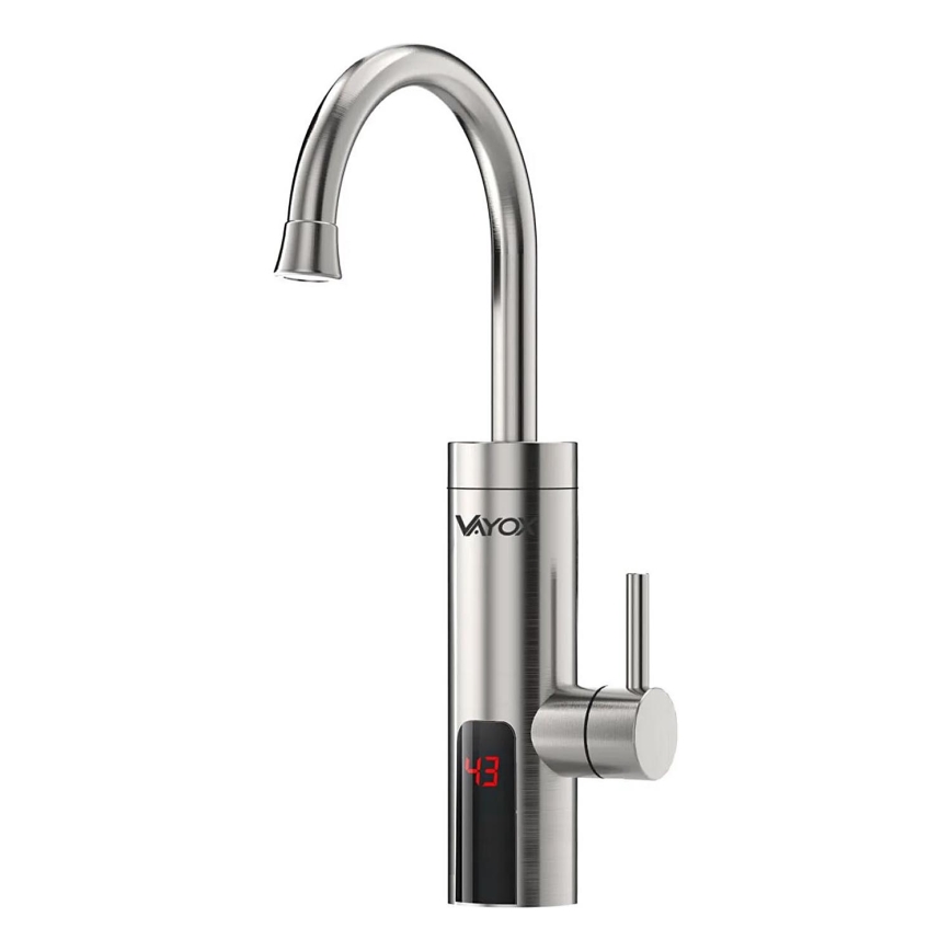 Protočni grejač vode sa LED displejem — 3000 W / 230 V, IPX4, nerđajući čelik