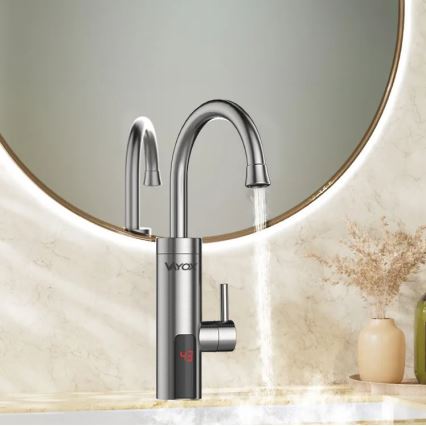 Protočni grejač vode sa LED displejem — 3000 W / 230 V, IPX4, nerđajući čelik