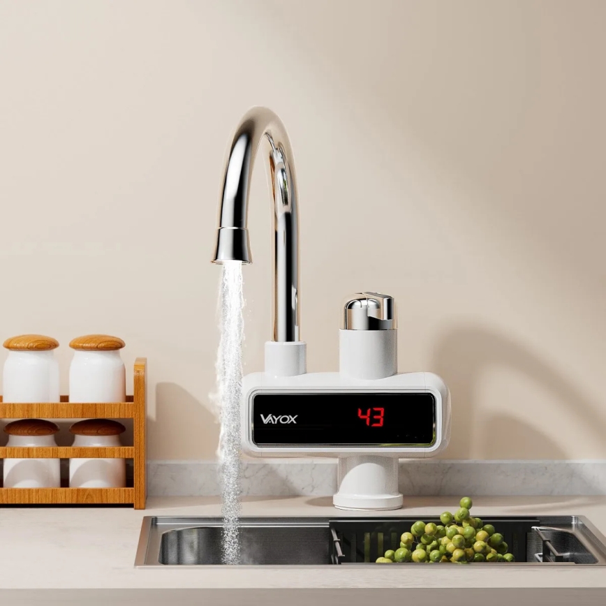 Protočni grejač vode sa LED displejom 3000W/230V IPX4, bela