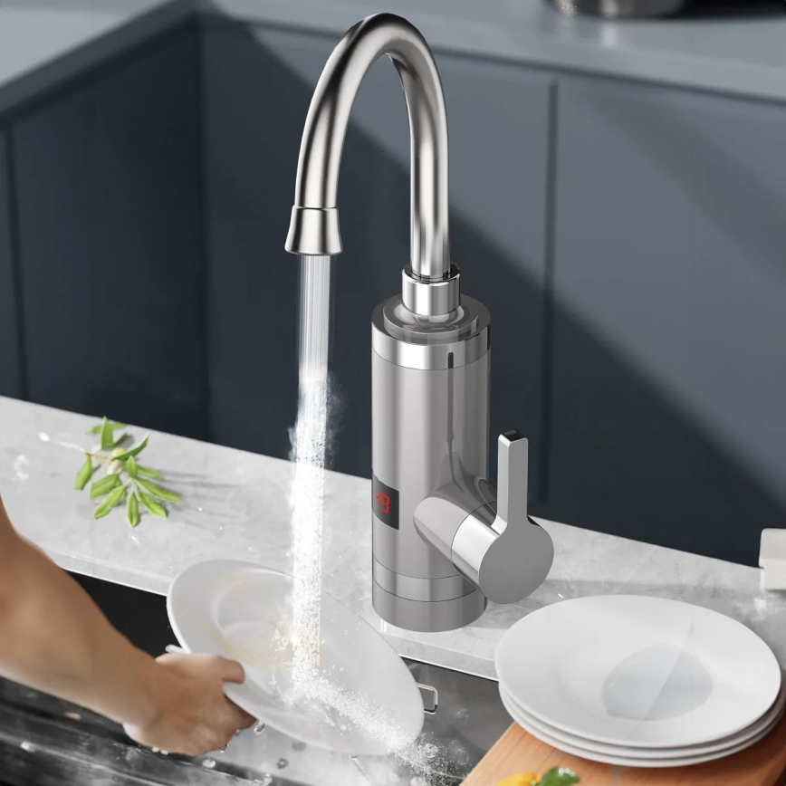 Protočni grejač vode sa LED displejom, 3000W/230V, IPX4, od nerđajućeg čelika