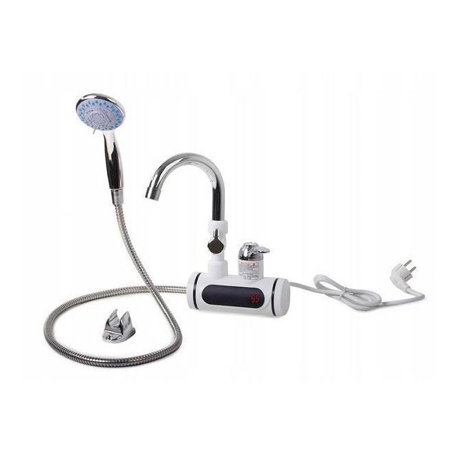 Protočni grejač vode sa tušem i LCD displejem 3000W/230V IPX4 bela