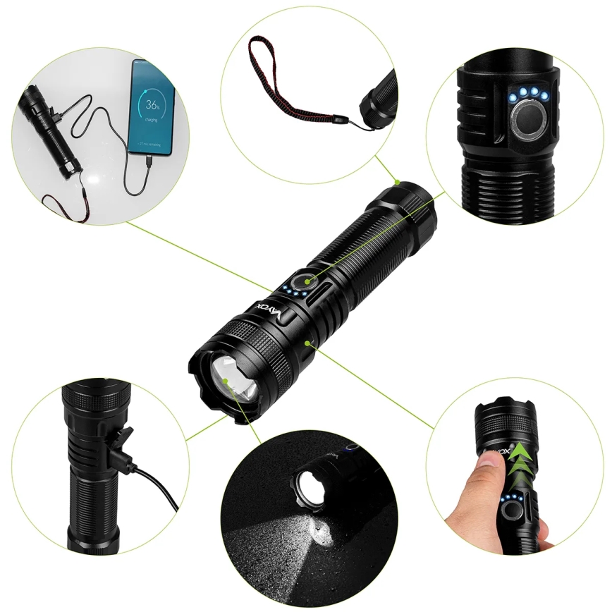 LED punjiva ručna lampa sa funkcijom powerbanke, prigušiva, LED/10W/5V, IPX4, 600 lm, 2000 mAh