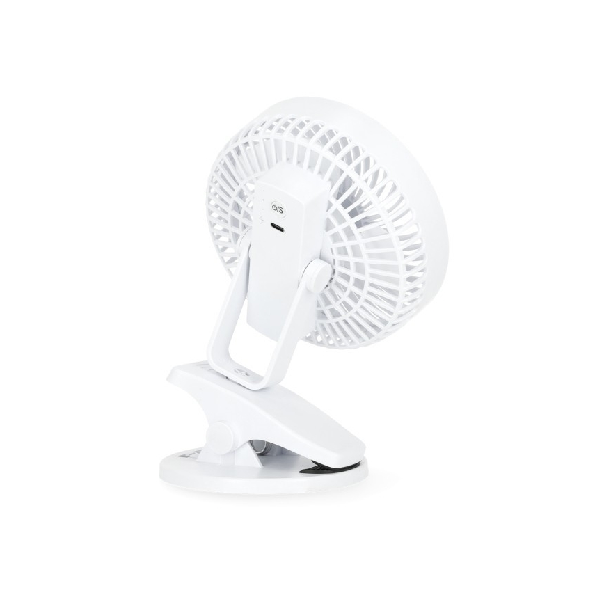 Punjivi stoni ventilator sa stezaljkom VIENTO 6W/5V 2000 mAh, beli