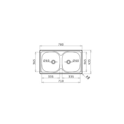 Pyramis 100125101 - Kuhinjski sudoper E78 78x43,5 cm satin