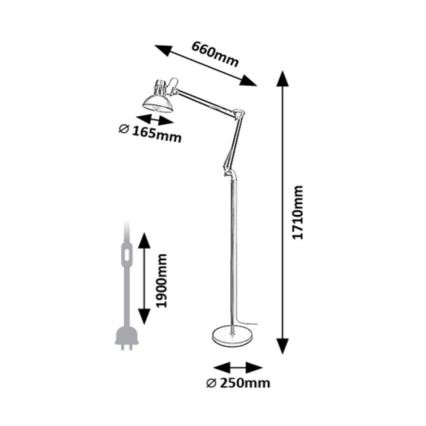 Rabalux - Stojna lampa 1xE27/40W/230V crna/sjajni hrom
