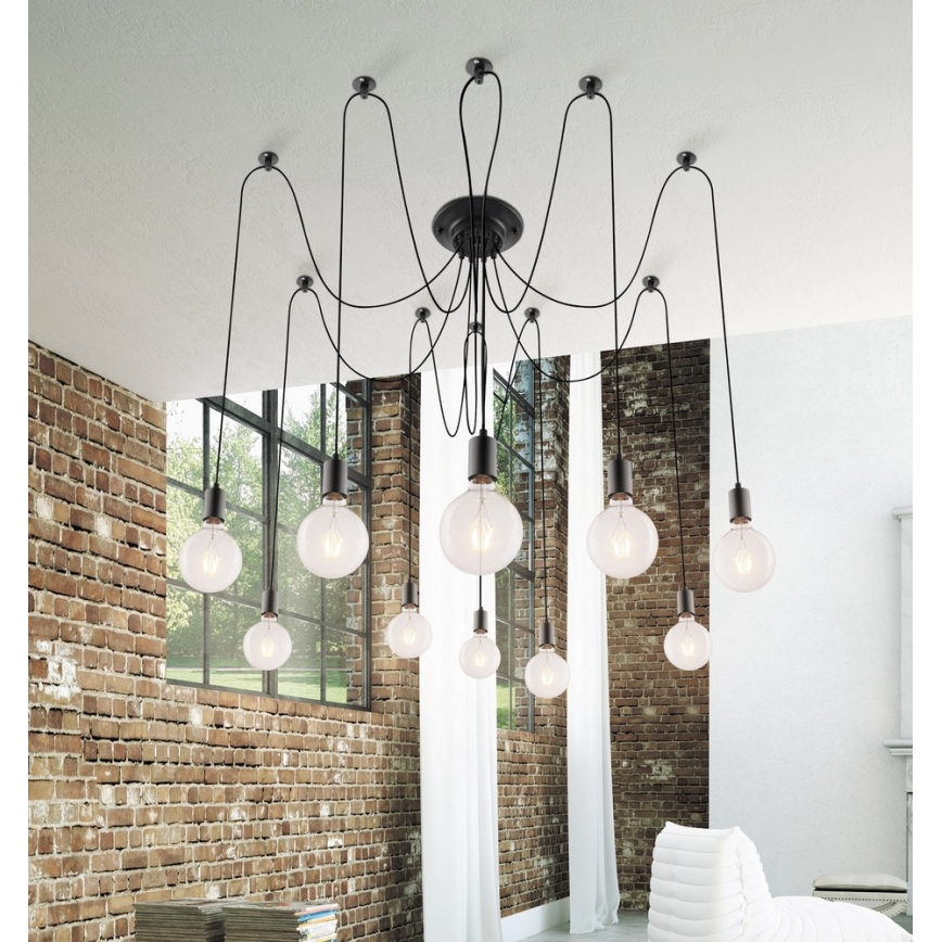 Rabalux - Luster 10xE27/60W/230V pauk crna