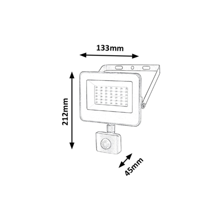 Rabalux - LED reflektor sa senzorom LED/30W/230V 4000K IP44 crni