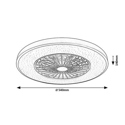 Rabalux - LED prigušiva plafonska svetiljka sa ventilatorom LED/72W/230V 3000-6500K + daljinski upravljač