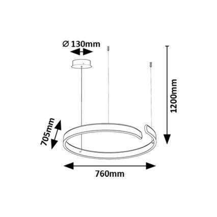 Rabalux - LED viseći luster na sajli LED/45W/230V 3000/4000/6500K