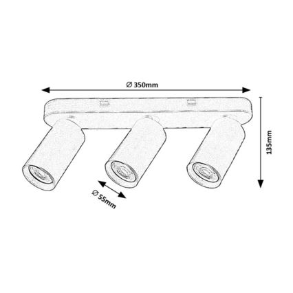 Rabalux - Spot svetiljka 3xGU10/7W/230V crna