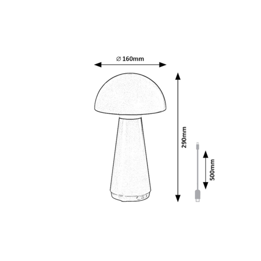 Rabalux - LED spoljna prigušiva stona lampa sa dodirnim upravljanjem, punjiva LED/3W/5V 2000mAh IP44