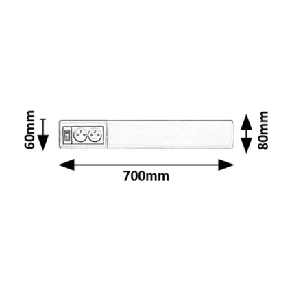 Rabalux - LED svetlo ispod kuhinjskih elemenata sa utičnicama LED/15W/230V 4000K 70 cm belo
