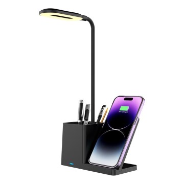 Rabalux - LED prigušiva stona lampa sa bežičnim QI punjenjem LED/4W/5V 3000/4000/6500K crna
