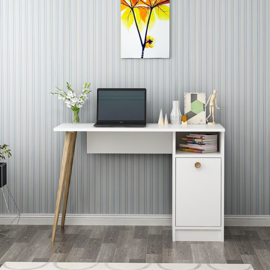 Radni sto CANNAS 110x74 cm beli/braon