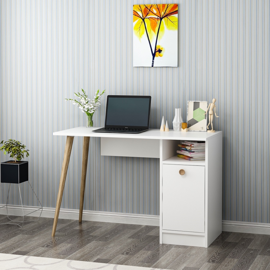 Radni sto CANNAS 110x74 cm beli/braon