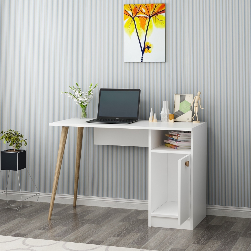 Radni sto CANNAS 110x74 cm beli/braon