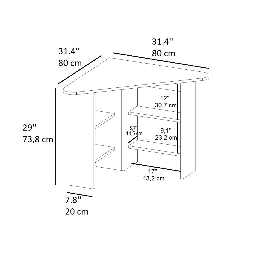 Radni sto CORNER 73,8x80 cm antracit