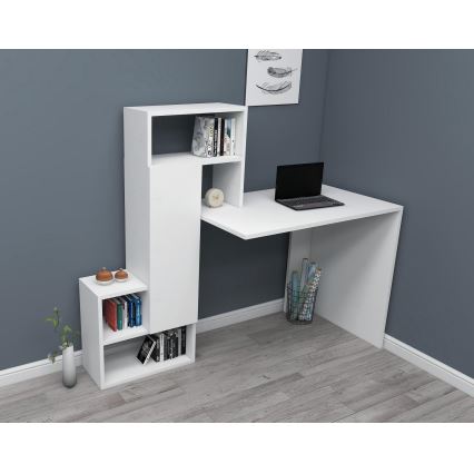 Radni sto sa policom IRMAK 119x138,6 cm beli