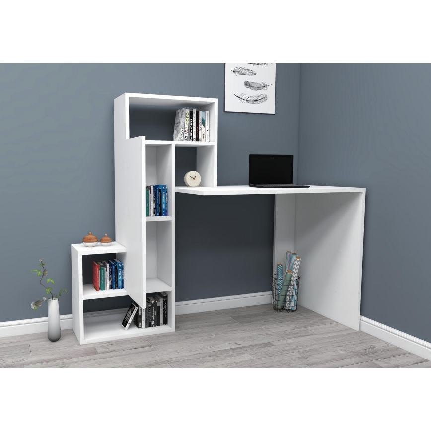 Radni sto sa policom IRMAK 119x138,6 cm beli