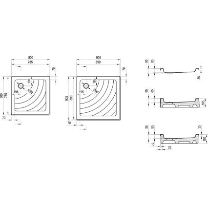 Ravak A007701120 - Kvadratna tuš-kada ANGELA 90x90 cm bela