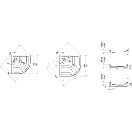 Ravak A204001120 - Četvrtkružna tuš kada RONDA 80x80 cm bela