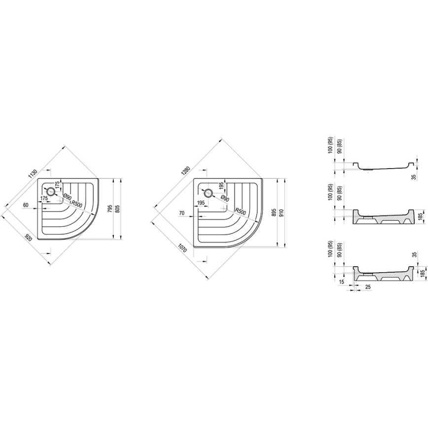 Ravak A204001120 - Četvrtkružna tuš kada RONDA 80x80 cm bela