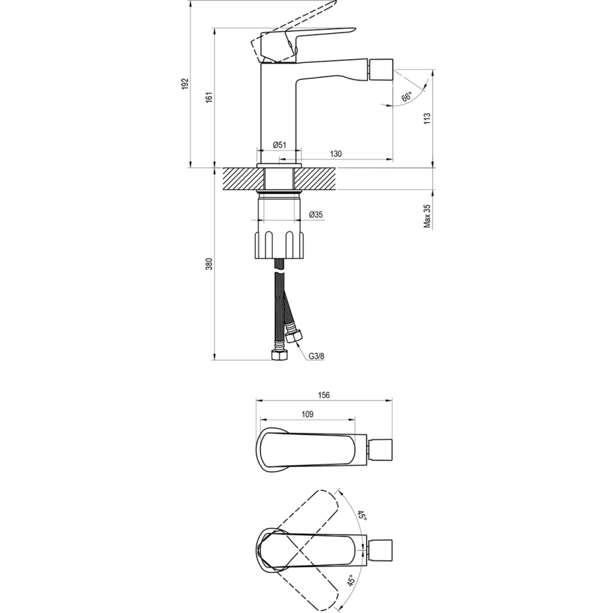 Ravak X070475 - Baterija za bide LIFE, sjajni hrom
