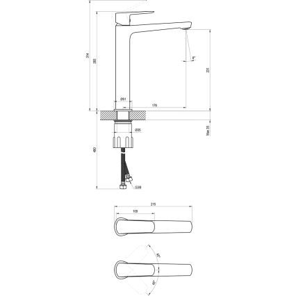 Ravak X070478 - Slavina za umivaonik LIFE 28 cm, crna