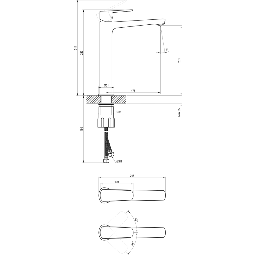 Ravak X070478 - Slavina za umivaonik LIFE 28 cm, crna