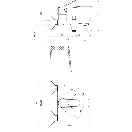 Ravak X070479 - Baterija za kadu LIFE crna