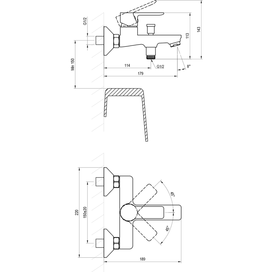 Ravak X070485 - Baterija za kadu SOLAR, sjajni hrom