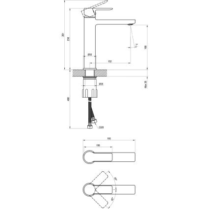 Ravak X070489 - baterija za umivaonik SOLAR 23 cm crna