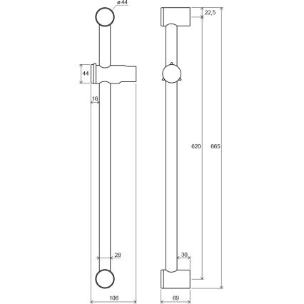 Ravak X07P012 - Šipka za tuš 66,5 cm sjajni hrom