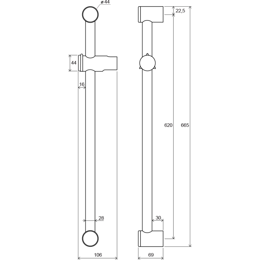 Ravak X07P012 - Šipka za tuš 66,5 cm sjajni hrom