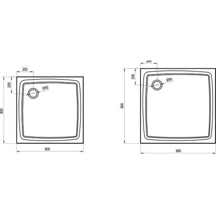 Ravak XA037711010 - Kvadratna tuš-kada PERSEUS 90x90 cm bela