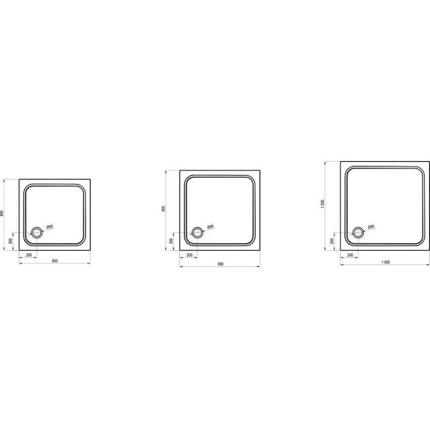Ravak XA047701010 - četvrtasta tuš-kada PERSEUS 90x90 cm bela