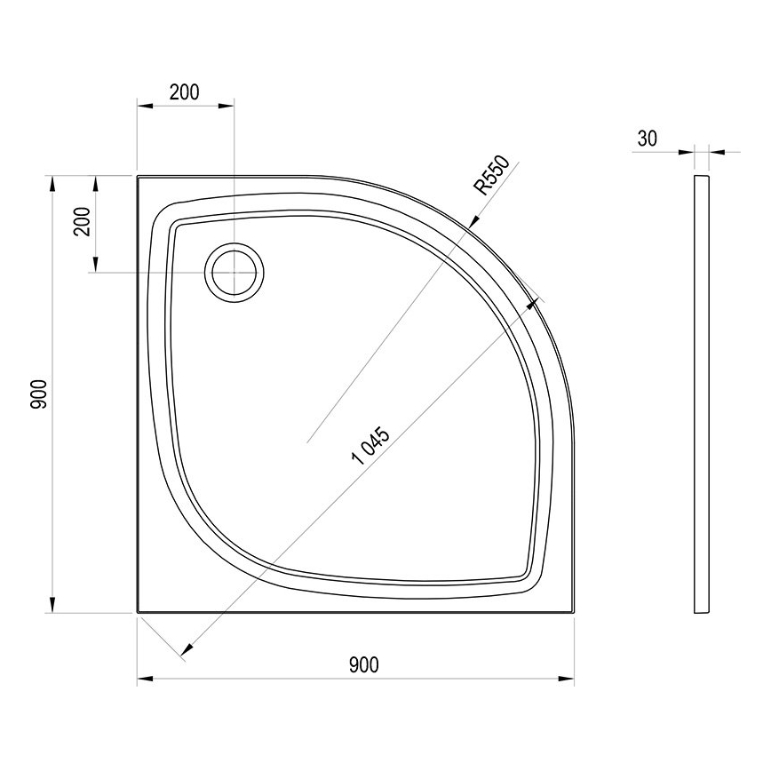 Ravak XA237711010B - četvrtkružna tuš-kada ELIPSO 90x90 cm bela