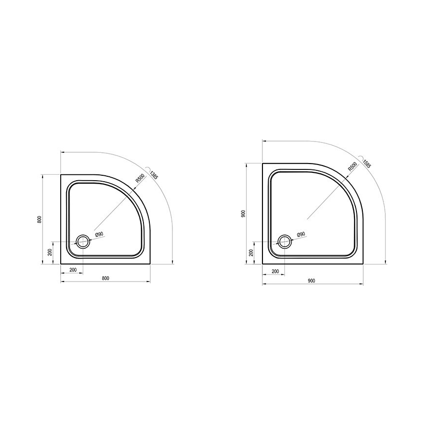 Ravak XA247701010 - Kvadrantna tuš kada ELIPSO 90x90 cm bela