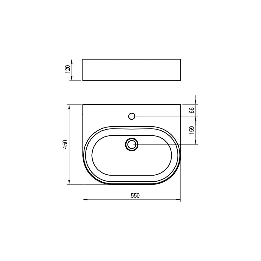 Ravak XJX01155004 - Umivaonik na ploču CERAMIC SLIM 55x45 cm keramika/bela