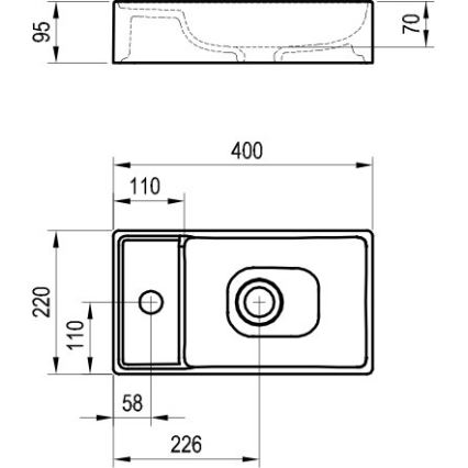 Ravak XJX01240000 - Umivaonik na ploču VEDA SLIM 40x22 cm keramika/bela