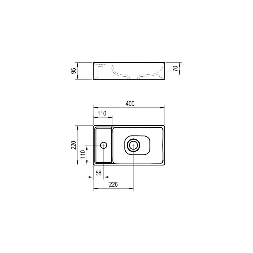 Ravak XJX01240000 - Umivaonik na ploču VEDA SLIM 40x22 cm keramika/bela