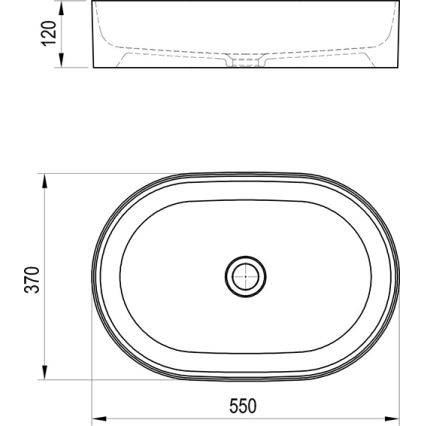 Ravak XJX0D155000 - Umivaonik na radnu ploču CERAMIC SLIM 55x37 cm keramika/crna