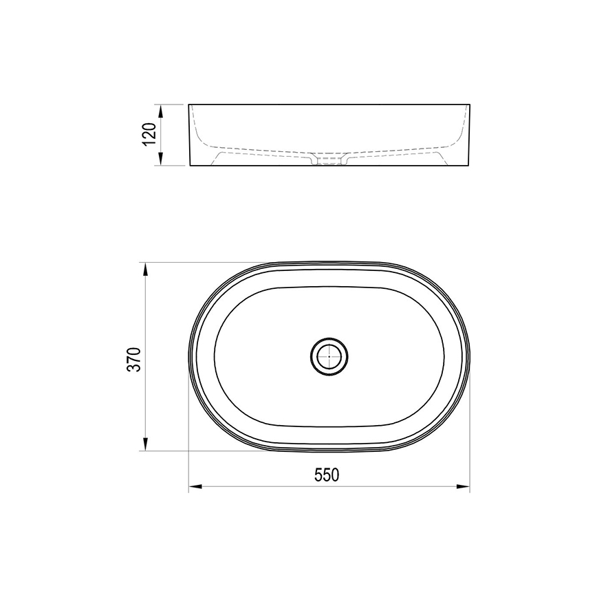 Ravak XJX0D155000 - Umivaonik na radnu ploču CERAMIC SLIM 55x37 cm keramika/crna