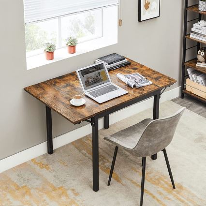 Razvlačni trpezarijski sto ELDUR braon/crna