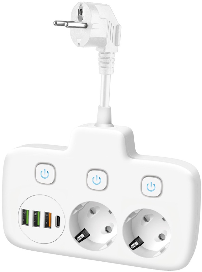 Razvodna utičnica sa prekidačem LINEA 2x230V + 4xUSB A/C SCHUKO bela