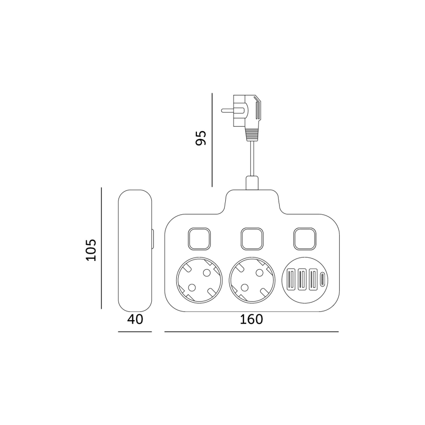 Razvodna utičnica sa prekidačem LINEA 2x230V + 4xUSB A/C SCHUKO bela