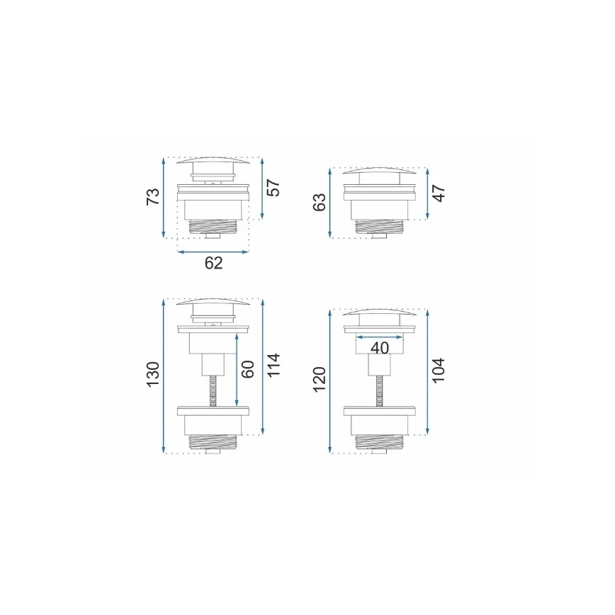 REA-A4100 - Slivnik za umivaonik CLICK-CLACK, prečnik 6,4 cm, sjajna crna