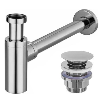 REA-A5693 - Sifon za umivaonik sa Click-Clack ispustom, prečnik 6,4 cm, sjajni hrom