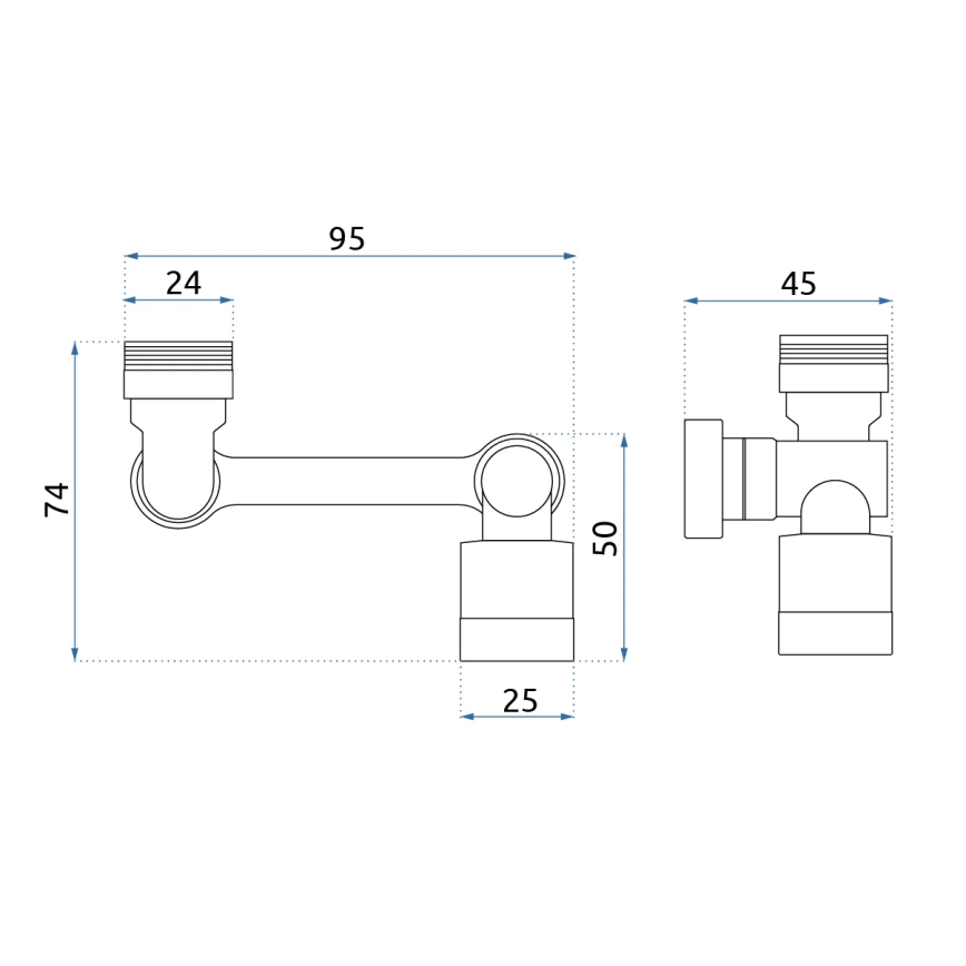 REA-B0660 - Okretni nastavak za bateriju umivaonika, sjajni hrom